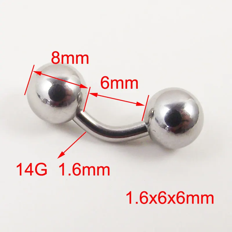 1.6x6x6mm 1 шт. прямые Изогнутые кольца штанги брови кольцо для козелка уха пирсинг PA сосков вагинальное кольцо серии колец бар ювелирные изделия для тела - Окраска металла: 1.6x6x6mm