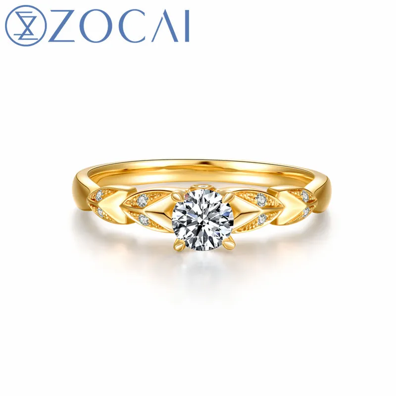 ZOCAI новый дизайн обручальное кольцо 0 3 CT Природный бриллиант F-G/SI 18k желтое золото