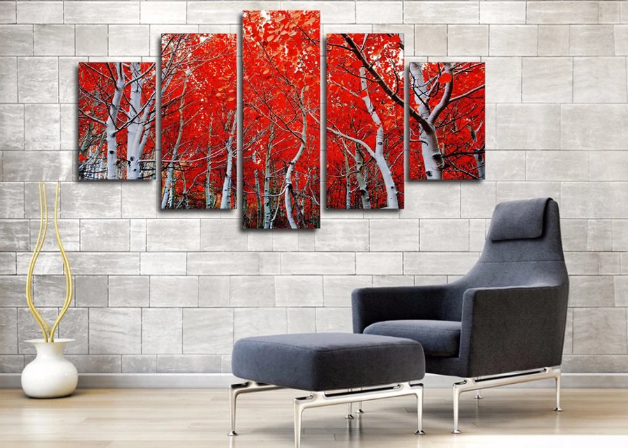Прямая поставка HD холст Художественная печать красный осень кленовый лист