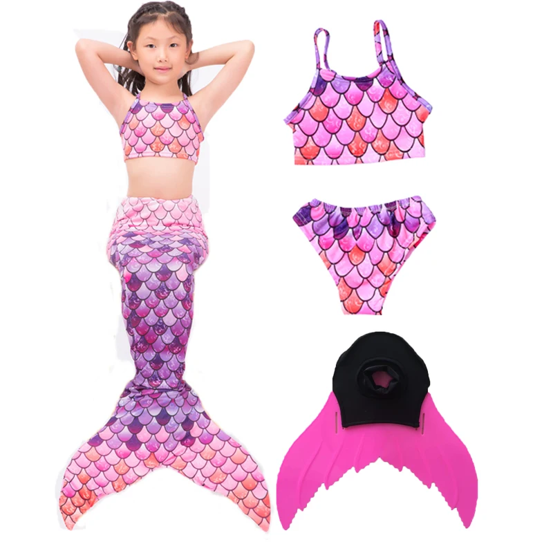 

Cute High quality Girls Kids Mermaid Tail Swimmable Bikini Set Swimsuit tail with monofin Swimming Costume Cosplay Gift