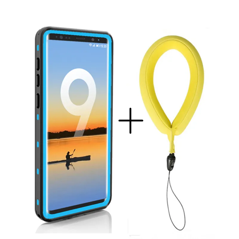 IP68 Экстремальный водонепроницаемый защитный чехол для samsung galaxy S10 S9 Plus Note9 8 герметичный пылезащитный прозрачный защитный чехол для телефона - Цвет: Light Blue strap