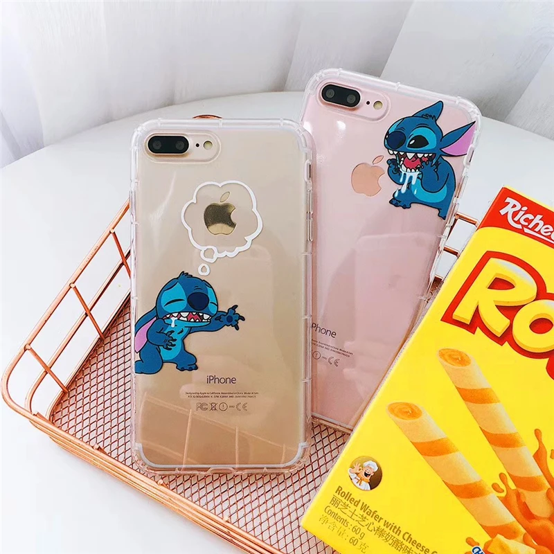 Новый чехол крышка с рисунками для iphone 6 S 7 8 plus X 10 XR XS MAX Stitch прозрачные милые