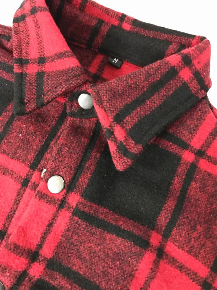 

HZIJUE Autumn winter thick Flannel long sleeve Plaid shirt men and women circarc oversize sweep plaid low-high Shirt Man US SIZE