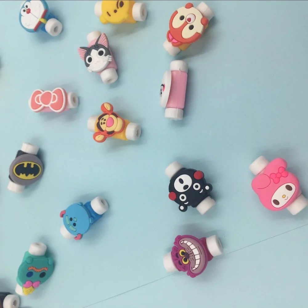 50 шт./лот Очаровательная фигурка героя мультфильма USB кабель-канал протектор защитный рукав для iphone 8 7 usb кабель для зарядки шнур для наушников