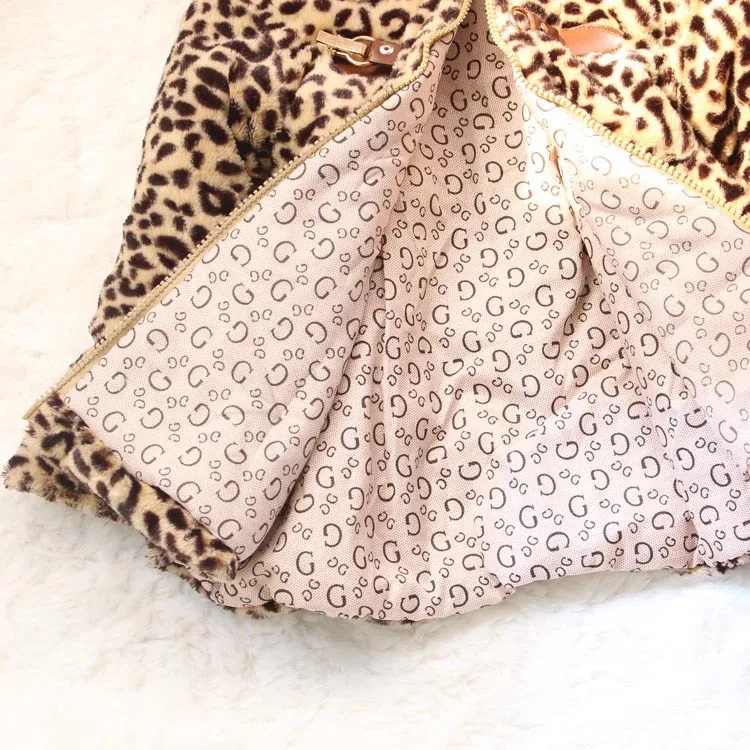 Зимнее пальто для маленьких девочек леопардовое с искусственным мехом и