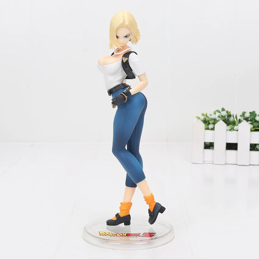 Stand No Box Аниме Dragon Ball Gals NO. 18 лазурит девушки Bulma Ланч Ранчи Чичи видель ПВХ DBZ фигурка Коллекция Модель игрушки 9-20 см - Цвет: Stand No Box