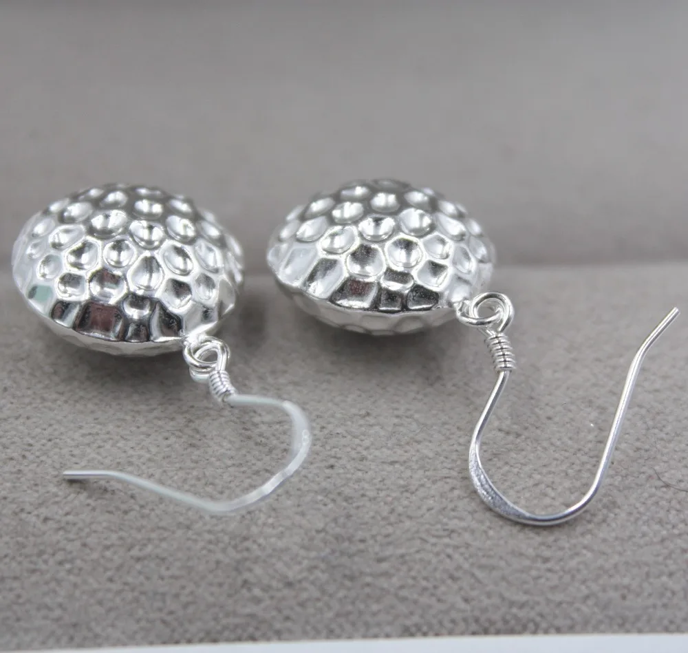 Elegant Sterling S925 Silver Earrings Carved Round For Women Ladies Girl 30*15mm Dangle Hook 2018 Hot | Украшения и аксессуары