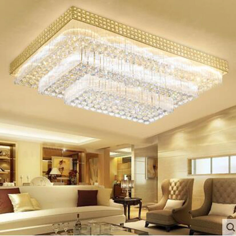 

European rectangular crystal ceiling lamp living room lamp atmosphere modern bedroom ceiling lamps LED restaurant lighting LED