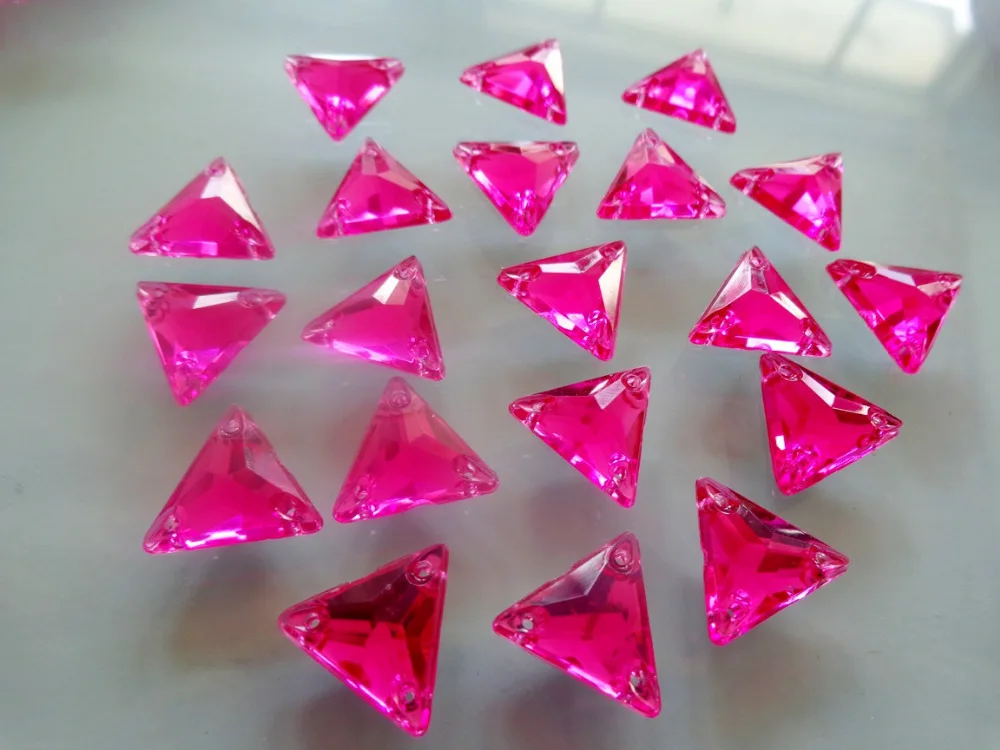 Высокое качество розовый красный цвет треугольная форма 12 мм пришитые
