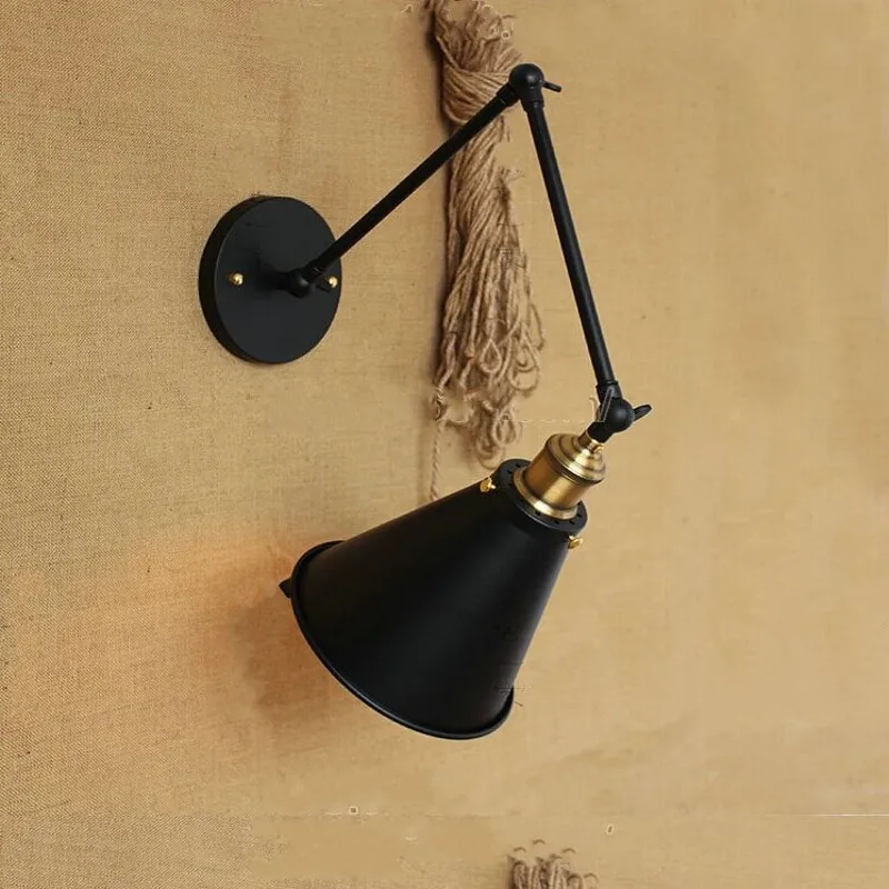 Промышленная винтажная настенная лампа E27 с длинным кронштейном регулируемые