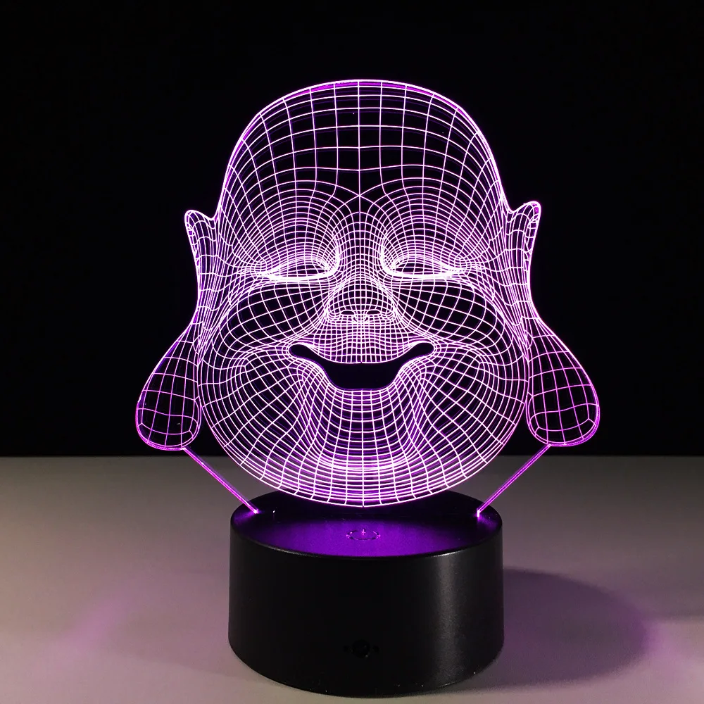 Будда Майтрея 3D светодиодный светильник Спальня Ночной 7 цветов RGB USB Lampara