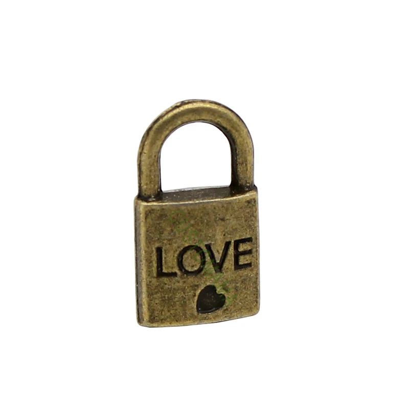 

40pcs-Antique Bronze Love Lock Charms pendant 17x10mm