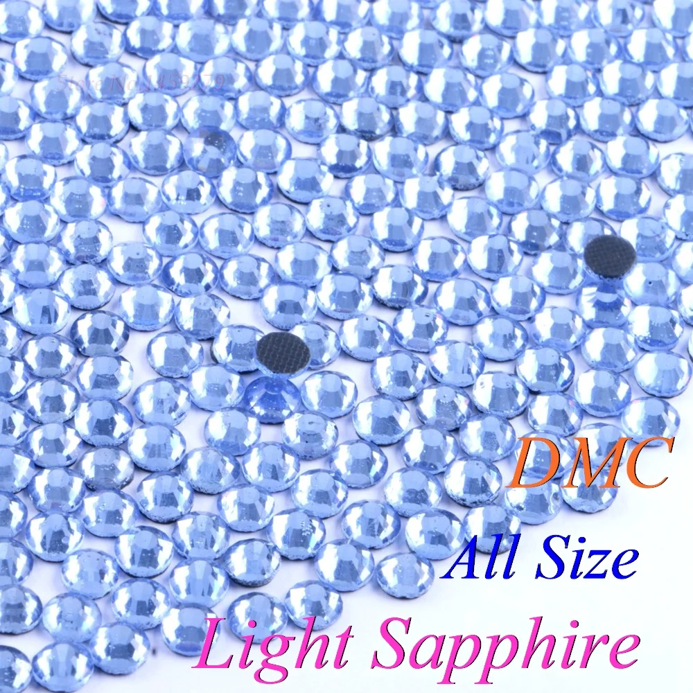 Все размеры! Светильник лый Сапфир стразы горячей фиксации DMC SS6 SS10 SS16 SS20 SS30