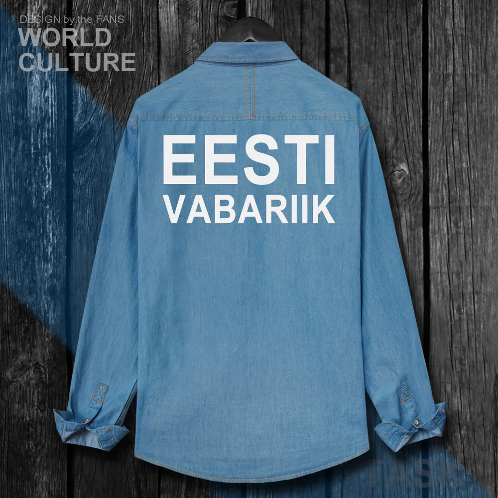 Мужская джинсовая рубашка Estonian EST Eesti хлопковая ковбойская с длинными рукавами и