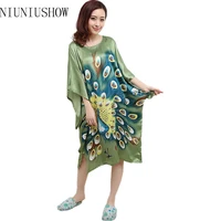 hot sale one size chinese womens faux silk robe dress nightgown sexy summer nightdress new style sleepwear mujer pijama t086