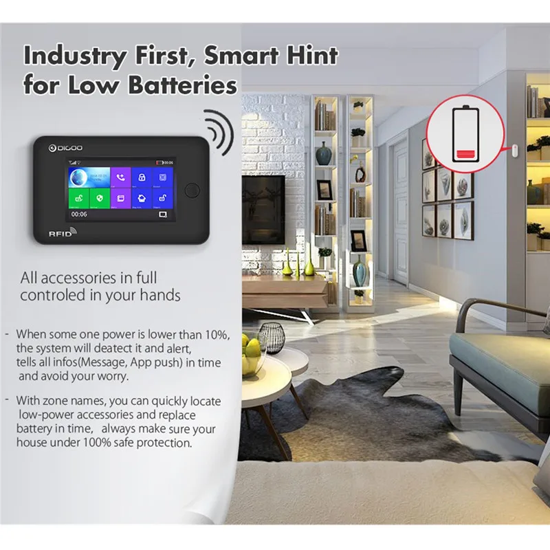 Digoo DG HAMA All Touch Screen Alexa Версия 433 МГц GSM и WIFI DIY Умный Дом Монитор Безопасности