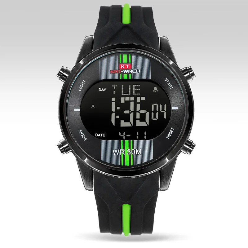 SYNOKE green KAT-WACH, модные часы, мужские спортивные цифровые часы, водонепроницаемый светодиодный, военные наручные часы, мужские часы, Erkek Kol Saati - Цвет: SYNOKE green
