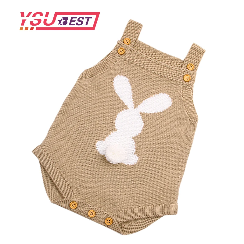 2019 милый Вязаный комбинезон с кроликом детский зимний без рукавов для маленьких