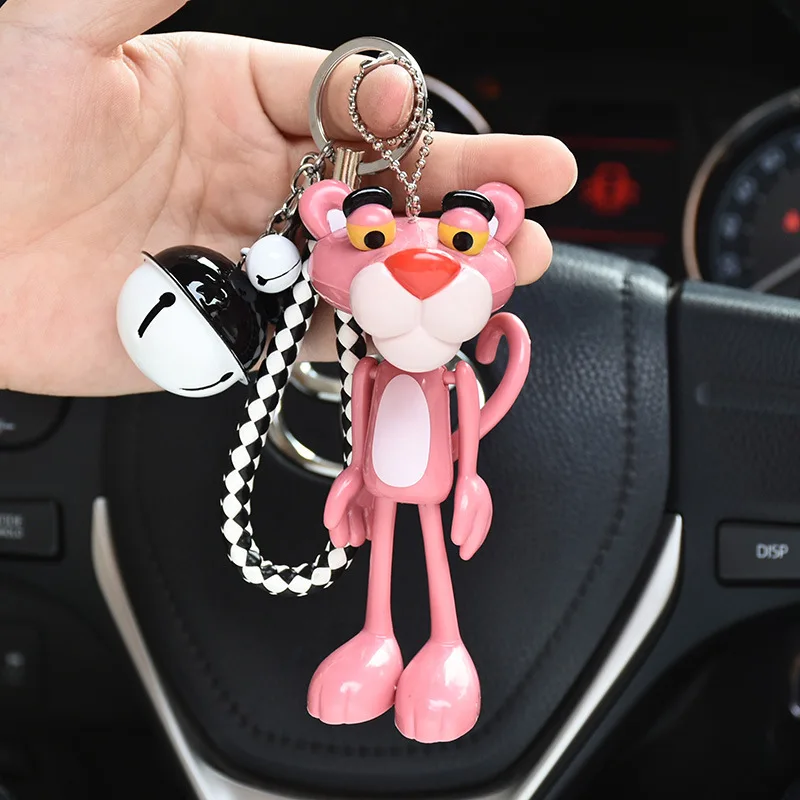 Мультфильм милое животное аниме Розовая пантера брелок для ключей мех кролика
