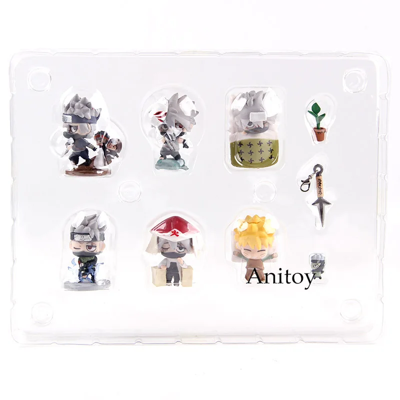 in bag Наруто Shippuden Petit Chara Land Hatake kakahi Uzumaki Наруто фигурка ПВХ Коллекционная модель игрушки куклы 6 шт./компл - Цвет: in bag