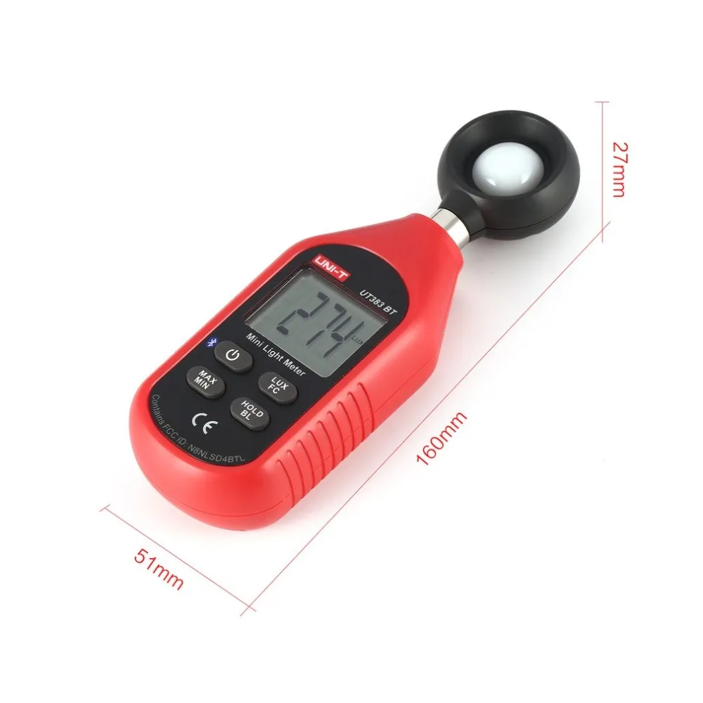 UNI-T UT383BT Bluetooth Мини Цифровой Люксметр ЖК-светильник измеритель яркости тестер