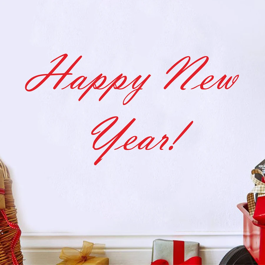 Виниловая наклейка на окно магазина с Новым годом новогодний дизайн настенные