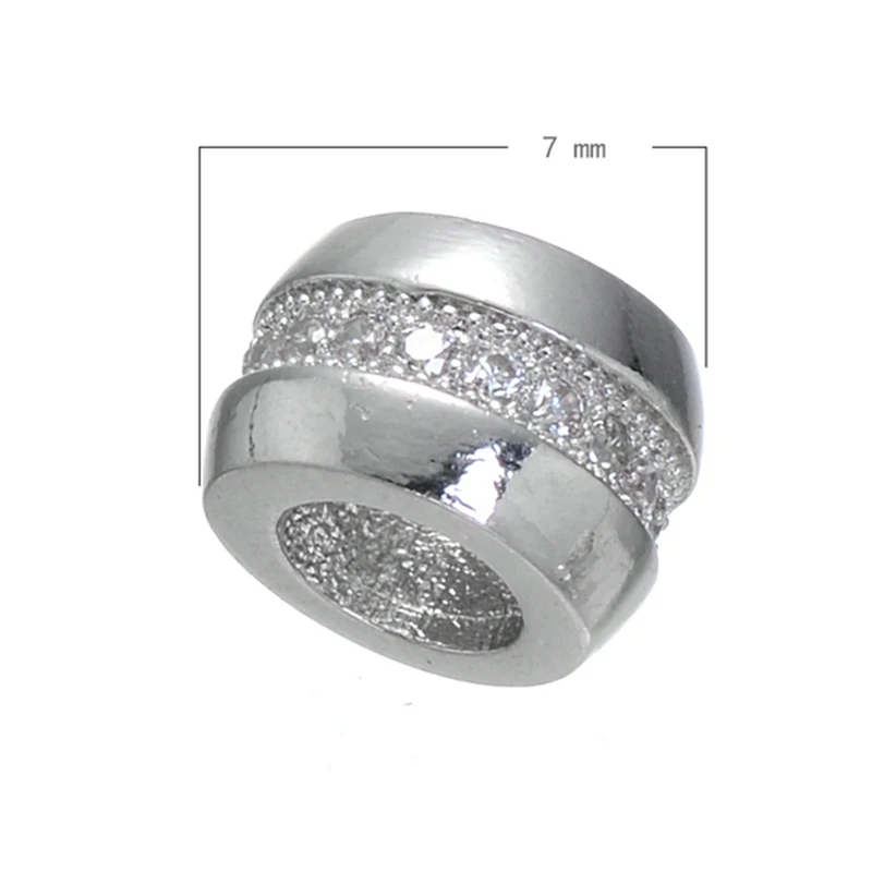 Фурнитура для ювелирных изделий 7 мм большое отверстие металлическая распорка CZ