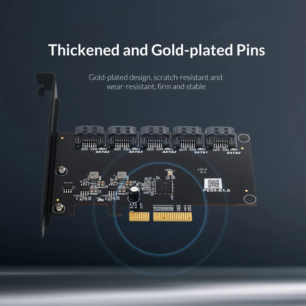 ORICO PCI-E на 5 портов SATA3.0 Плата расширения PCI-E X4 слот Поддержка 6 Гбит/с PCI-E на SATA адаптер концентратор