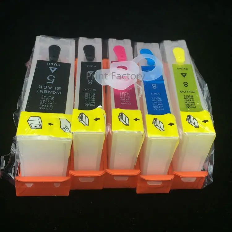 5 цветов pgi5 cli8 перезаправляемый картридж с чип для Canon IP3300 IP4200 IP4300 IP4500 IP5300 IX4000 IX5000