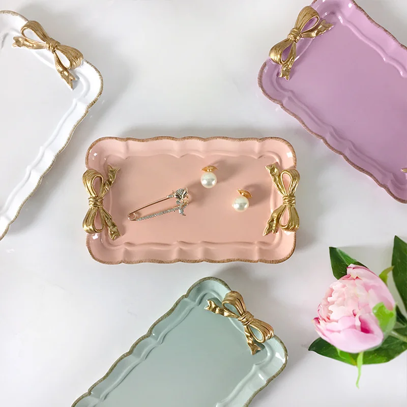 Европейская тарелка для торта с бантом реквизит фотосъемки блюдо десертная