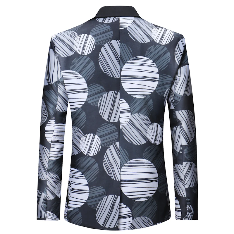 

Loldeal Fashion Men Floral Printing Blazer Slim Party Single Breasted Suit Jacket Long Sleeve Coat
