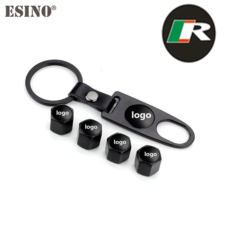 Black For R 4 x Автомобильный Стайлинг из нержавеющей стали из цинкового сплава колесный клапан Стебли колпачки с мини цепочка для гаечного ключа для Corvette SSR HEMI SRT R/T - Цвет: Black For R