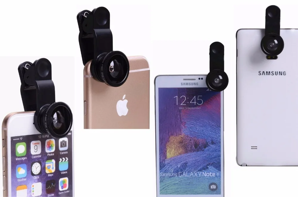 Универсальный зажим 3 в 1 Рыбий глаз объектив рыбий + широкоугольный макро