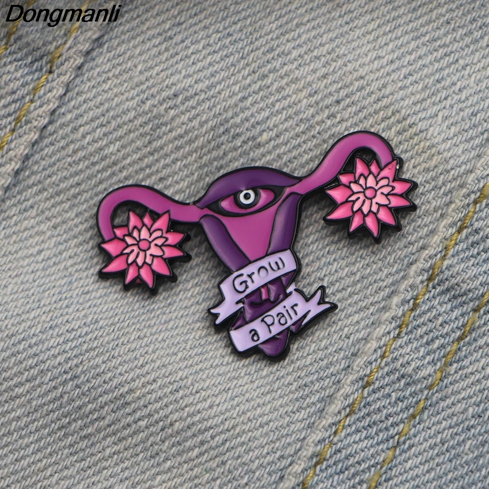 

DMLSKY 20pcs/set Uterus Feminist GROW A PAIR pin Jewelry Art clothes pins cartoon interesting women fashion brooch M1890