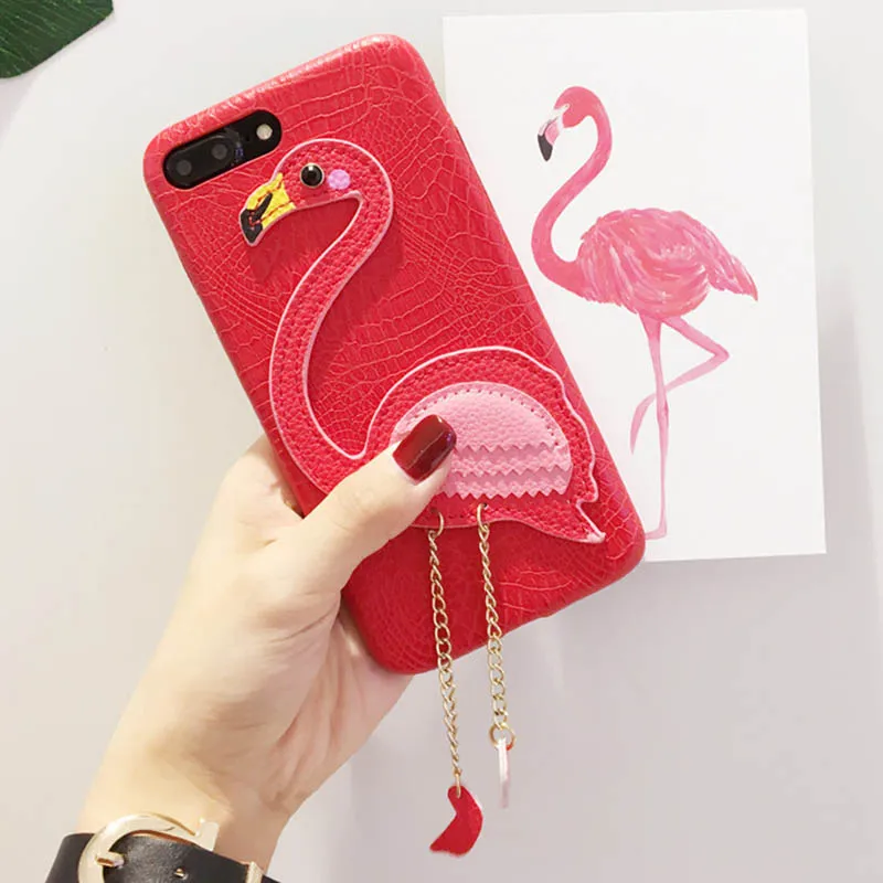 3D Фламинго чехол для телефона из искусственной кожи защитные чехлы iPhone 7/7 Plus 6/6s