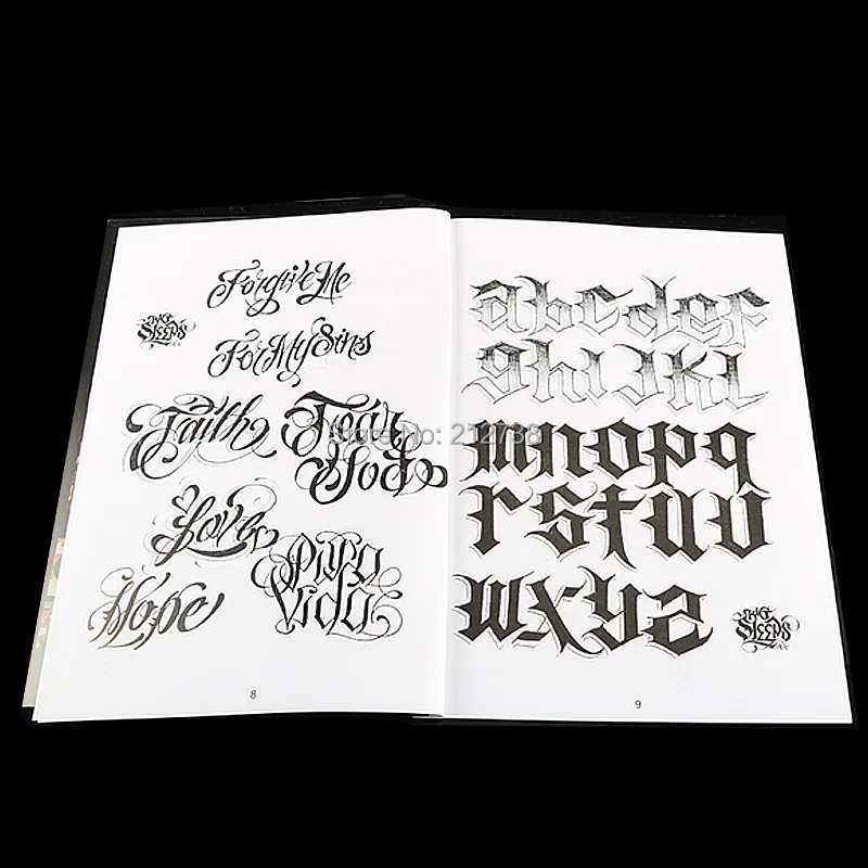 1 шт., тату, флэш-книга, каллиграфия, английский шрифт, надпись, тату, книга, дизайн, шаблон, А4