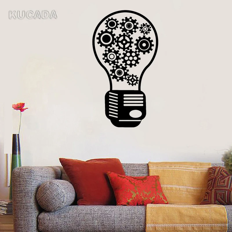 

Vinyl Wall Decal Sticker Quote Gear Light Bulb Motivational Decor Office Style Stickers Unique Gift Home Decor Art Mural JG4064