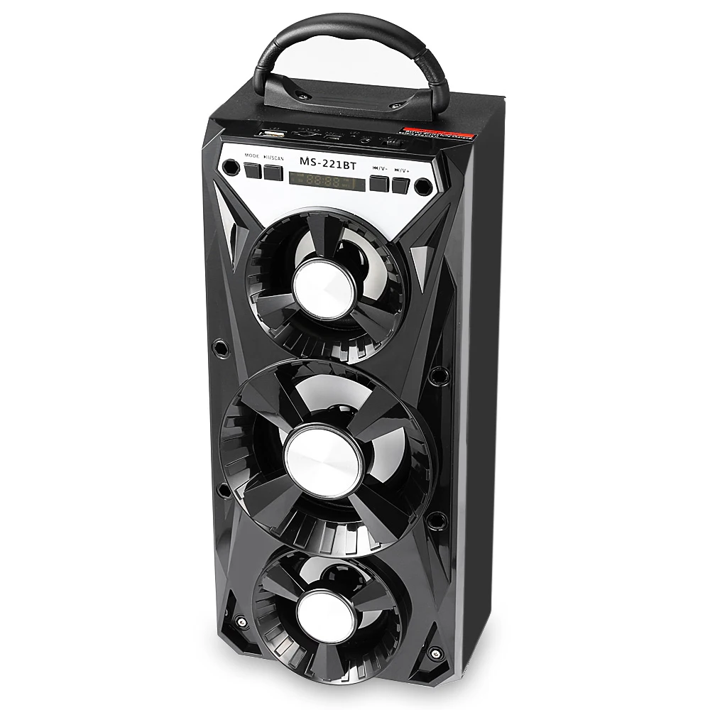 Портативная Bluetooth Колонка Excelvan MS-221BT fm-радио AUX мощная светодиодная подсветка с