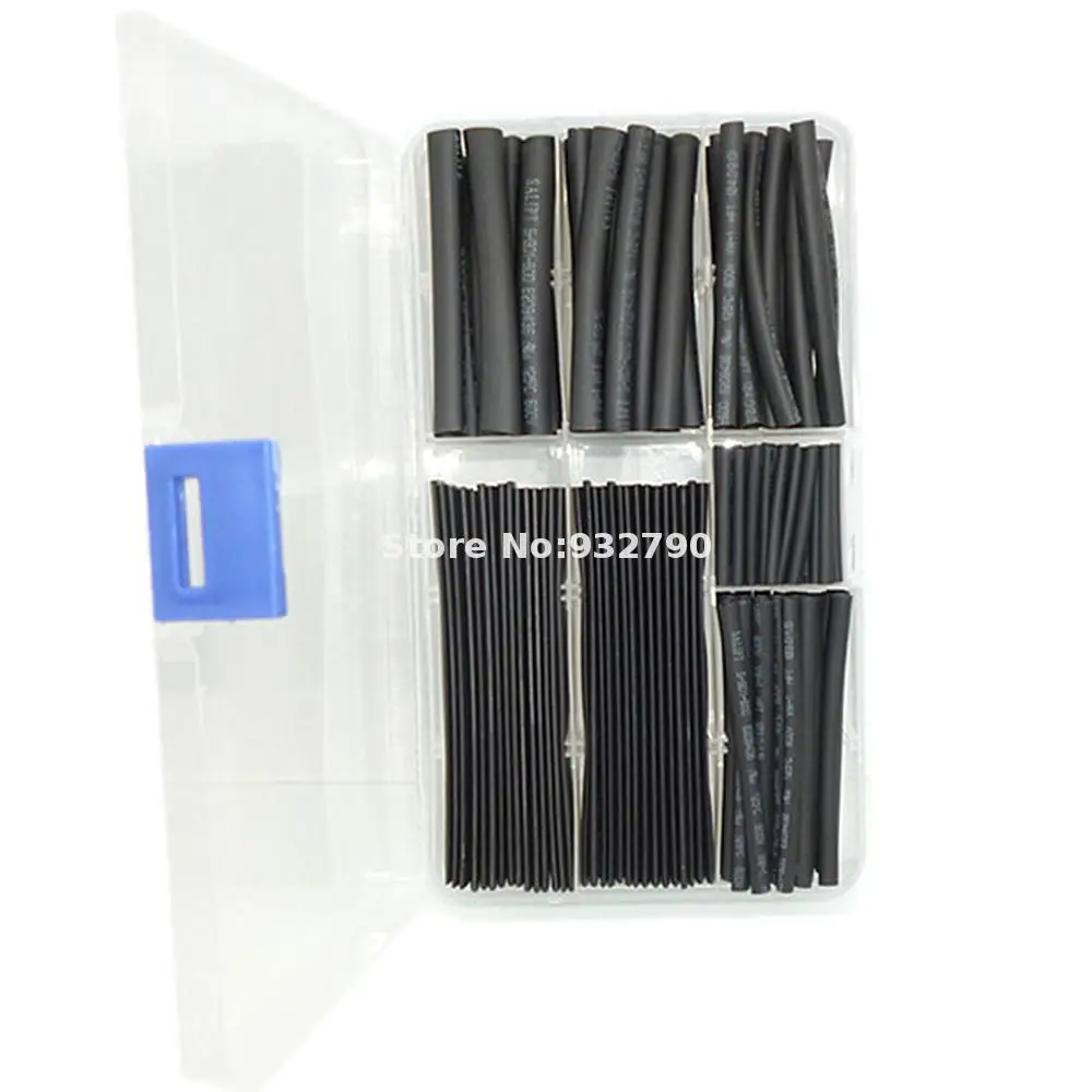 142 шт. Черный Термоусадочные трубки ассортимент Обёрточная бумага электрическая