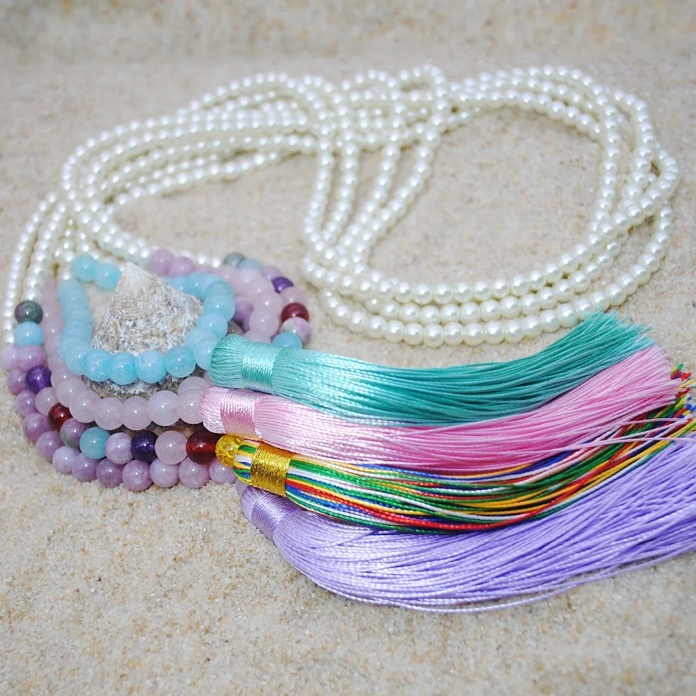 Yumfeel Brand New Long Beaded Tassel Necklace 18 Colors Natural Stone Necklace Women Jewelry Gifts Beach Crystal Quartz