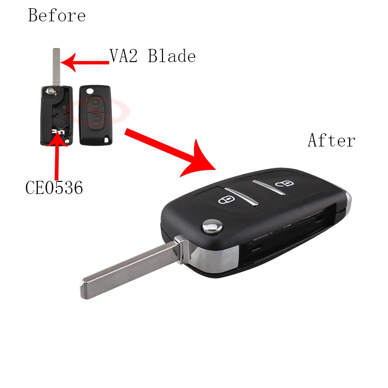 Чехол для ключей с 2 кнопками VA2 Blade откидной складной чехол Citroen C2 C3 C4 C5 C6 C8