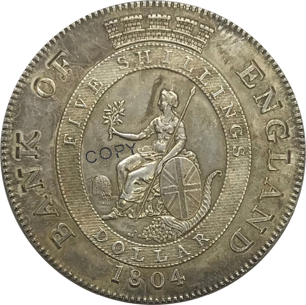 1804 Великобритания Джордж III Банк Англии жетон один доллар пять шиллингов Мельхиор покрытием Серебряная копия монеты