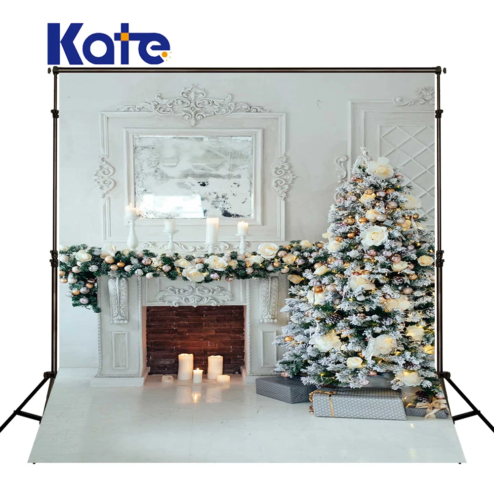 KATE фото фон Рождество фон Indoor белый фон Рождественская елка свечи фон