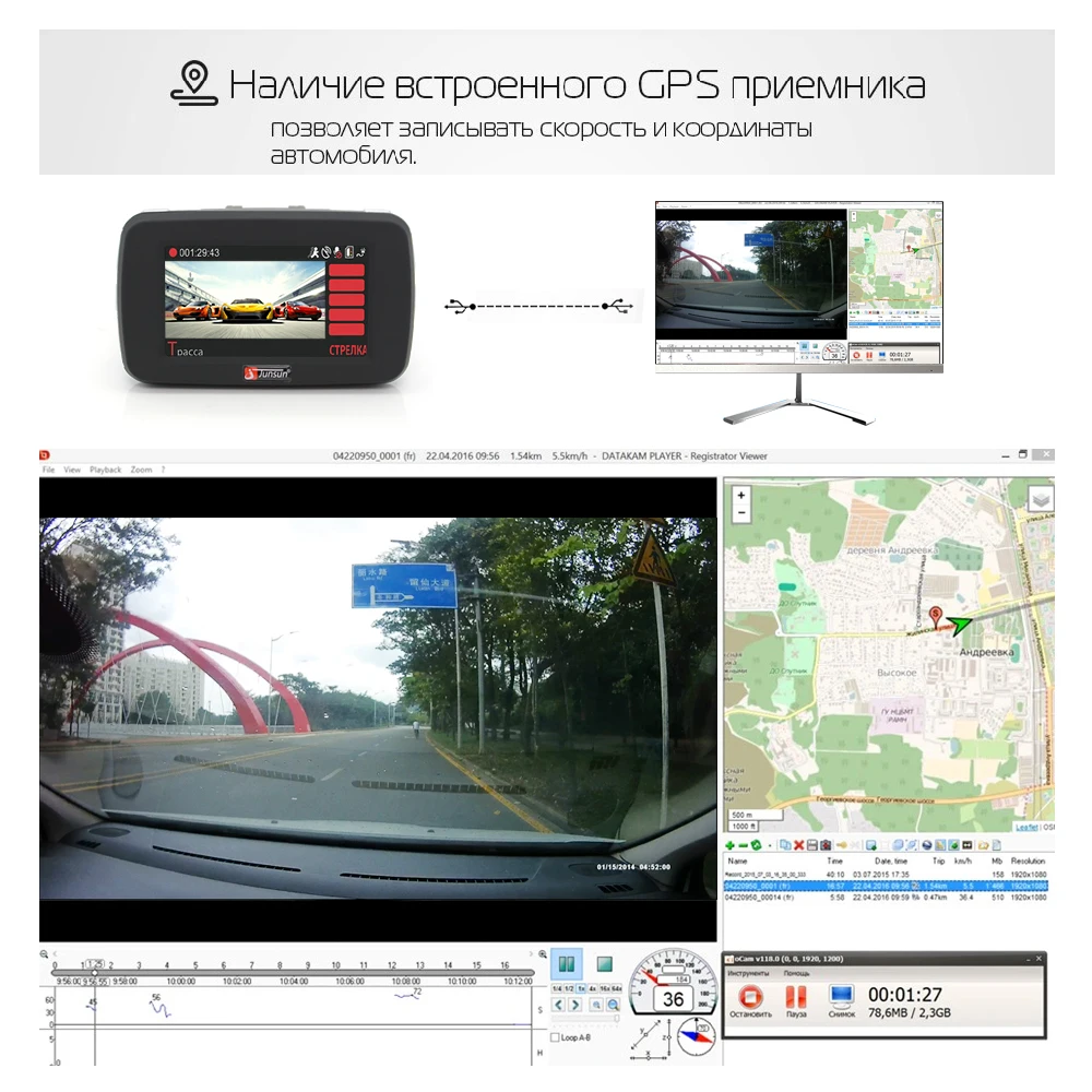 Junsun автомобильный радар детектор 3 в 1 для России с GPS DVR Камера FHD 1080 P