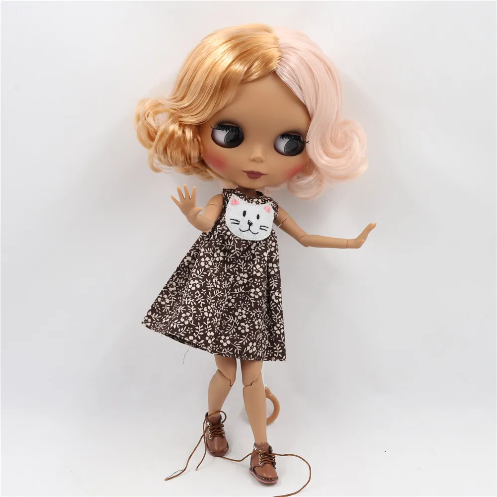 Ледяной DBS Blyth кукольные 1/6 Bjd из черной кожи Матовые шарнирное тело розовый