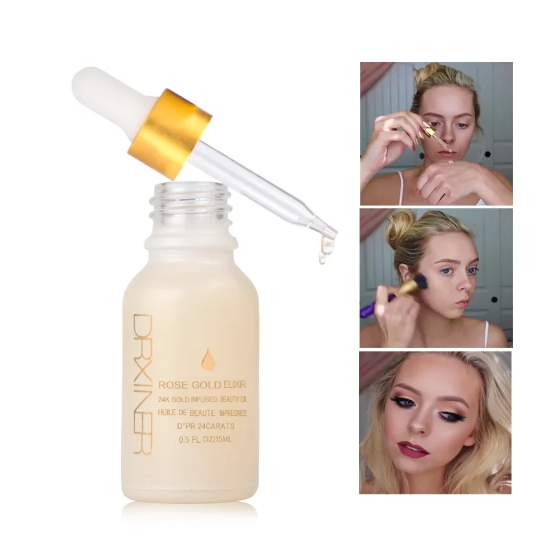 24 K розовое золото лицо основа под макияж масло Elixir макияж кожи масло для прежде чем праймер основа лица Эфирное масло