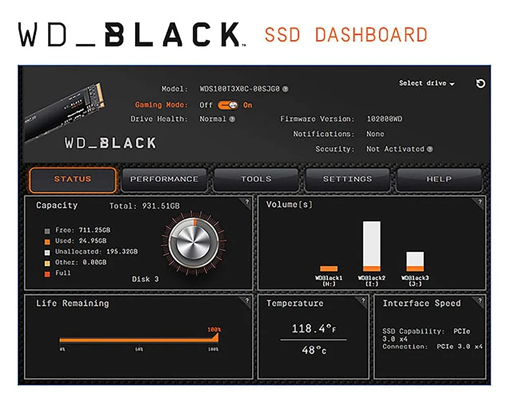 Western Digital SSD черный PCIe Gen3* 4 500GB 1 ТБ 2 ТБ M.2 2280 Внутренний твердотельный накопитель для ПК, ноутбука, ноутбука, внутренний