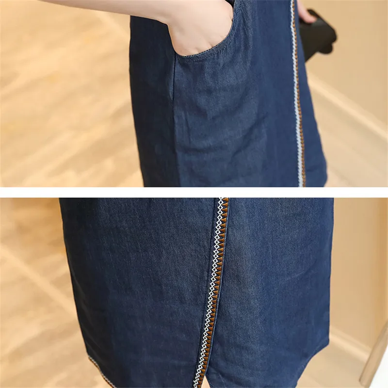 Модное корейское облегающее джинсовое платье с высокой талией Новинка лета 2018