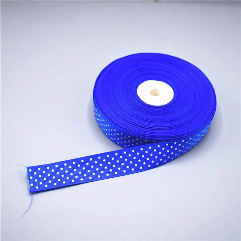 Royal Blue 5 ярдов/партия в горошек Ткань в рубчик лента 2,5 см Ширина Атлас для подарка посылка упаковки для производства комплектующих для шитья с кружевными лентами - Цвет: Royal Blue