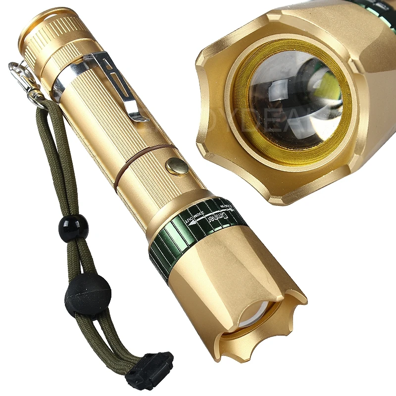 Мини фонарик 3000 лм карманный светильник фонарь T6 светодиодный золотой + зарядное